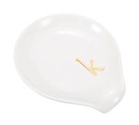 sourcing map Poggiamestolo da caffè in ceramica, 9,9 cm, resistente al calore, accessorio per tavolo da caffè, bar, cucina, piano cottura (lettera K, bianco)