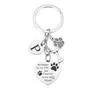 sourcing map Portachiavi commemorativo per cani personalizzato per la perdita del cane inciso a mano lettera P con zampa osso cuore fascino amanti dei cani, regalo di simpatia per la famiglia