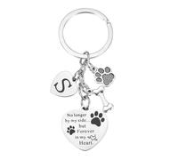 sourcing map Portachiavi commemorativo per cani personalizzato per la perdita del cane inciso a mano lettera S con zampa osso cuore fascino amanti dei cani, regalo di simpatia per la famiglia