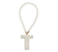 sourcing map Portachiavi con lettera iniziale, accessorio glitterato con strass e manico per donne e ragazze, bottiglia d'acqua, tazza, chiave, borsa, Misura unica, Metallo, Diamante sintetico