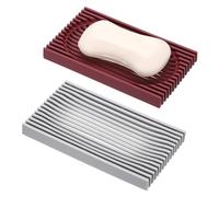 sourcing map Portasapone con drenaggio, autodrenante, salva-spugna per shampoo, vassoio per lavabo, design a griglia, per bagno, doccia, vasca da bagno, cucina, piano di lavoro, grigio/rosso