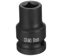 sourcing map Presa quadrata a 4 punti da 1/2", 9 mm, presa a percussione quadrata metrica, CR-MO, annerimento, presa pneumatica, per riparazione auto, manutenzione meccanica, uso domestico