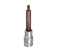 sourcing map Presa tripla quadrata scanalata da 1/2 "Drive M6 di dimensioni metriche S2 in acciaio S2 a 12 punte lunghe per cacciavite punte per trapano in acciaio CR-V adattatore per presa per
