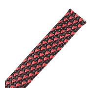 sourcing map Protezione per cavi espandibili in PET, manicotto per cavi in filo metallico da 19,5 ft-12 mm, nero e rosso