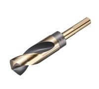 sourcing map Punta da trapano da 1-1/8" con codolo ridotto da 1/2", 3 punte piatte M35 al 5% di cobalto, in acciaio ad alta velocità, con finitura nera e oro, punte a 135° per metallo duro in acciaio