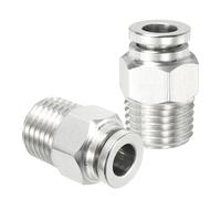 sourcing map Raccordo a spinta, 2 pezzi in acciaio inossidabile 304 PC maschio dritto 1/4 "tubo OD x 1/4" NPT filettatura Push to Connect raccordo pneumatico Push Lock raccordo