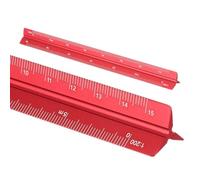 sourcing map Righello per architettura, scala metrica da 17,8 cm, in lega di alluminio, triangolare, grande scala, inciso al laser, righello da disegno per architetti e ingegneri, rosso