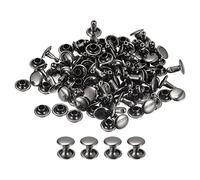 sourcing map Rivetti in pelle, rivetti da 8 mm, con doppio cappuccio, 8 mm, altezza 8 mm, in metallo, per riparazioni fai da te, borse, borse, scarpe, colore nero
