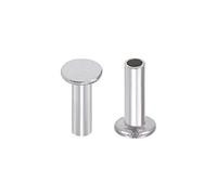 sourcing map - Rivetti semi-tubolari a testa piatta, in alluminio, 2 mm x 6 mm, colore: Argento