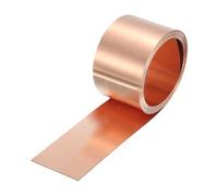 sourcing map Rotolo di foglio di rame, 2500 mm x 25 mm x 0,2 mm, 2,5 cm x 2,5 m, calibro 38, 99,9% puro rame, striscia in lamina metallica per progetti fai da te (diverse dimensioni)