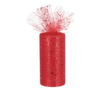 sourcing map Rotolo di nastro in tulle con paillettes, larghezza 15,2 cm, 45,2 m, glitterato, scintillante, per tutù, gonne, cucito, regalo di Natale, matrimonio, colore: rosso