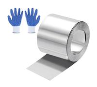 sourcing map Rotolo lampeggiante in alluminio 1060, spessore 0,2 mm, con guanti in nitrile, per riparazioni fai da te di tetti, fogli di metallo per artigianato, colore argento