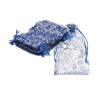 sourcing map Sacchetti in organza, 50 pezzi, 7,9 x 10,9 cm, sacchetti a rete con coulisse, idea regalo per bomboniere, Natale, matrimonio, festival, piccolo regalo, blu-argento