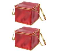 sourcing map Sacchetti isolati riutilizzabili con cerniera per cibo freddo, generi alimentari, viaggi, spiaggia, Rosso, bordo dorato, 11.8"x11.8"x10.6"