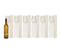 sourcing map Sacchetti regalo per vino, 34,8 x 9,4 x 8,9 cm, 6 sacchetti per vino con bordo dorato, con manici, per feste di nozze, feste di compleanno, colore bianco