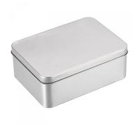 sourcing map Scatola di latta in metallo, 12,50 x 9 x 4,80 cm, con coperchio, colore: argento