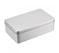sourcing map Scatola di latta in metallo, 18 x 11 x 5,5 cm, rettangolare, vuota, con coperchi, color argento, per organizzare la casa, candele, regali, chiavi dell'auto, artigianato