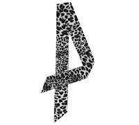 sourcing map Sciarpa sottile da donna, sottile, lunga, alla moda, con stampa leopardata, fascia per capelli, accessorio per borsa, Nero grigio, 88x5cm/35x2 inches(LxW)