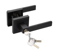 sourcing map Serratura a leva con chiave, maniglia per porta d'ingresso in acciaio inossidabile con serratura, set di maniglie quadrate per porte da 3,5 a 4,5 cm, per camera da letto e bagno, nero