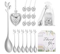sourcing map Set da 25 bomboniere per addio al nubilato, cucchiaino a forma di cuore, infusore a sfera con ringraziamento, sacchetto in rete per biglietti, regalo di nozze, accessori per il tè, regalo