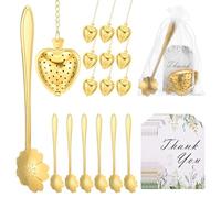 sourcing map Set da 25 bomboniere per addio al nubilato, cucchiaino in fiore di ciliegio, a forma di cuore, con infusore a forma di cuore, sacchetto in rete, per matrimonio, souvenir, accessori per il