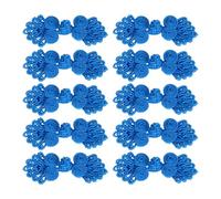 sourcing map Set di 10 bottoni cinesi con nodo cinese, rana, bottoni da cucito fatti a mano, per sciarpe, cappotti, maglioni, mantelli, costumi e abbigliamento da cucito (blu, 60 x 20 mm)