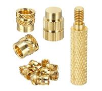 sourcing map Set di 10 inserti filettati a caldo M8 con punta di saldatura, diametro esterno 10 mm, altezza 10 mm, inserti in ottone zigrinati per componenti di stampa 3D in plastica