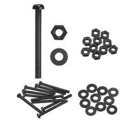 sourcing map Set di 10 viti a testa rotonda in nylon PA66, M6 x 60 mm, viti a testa tonda Phillips, dadi esagonali, rondelle piatte, viti metriche a filettatura completa, per montaggio fai da te, nero
