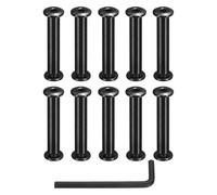 sourcing map Set di 10 viti per rilegatura, M6 x 12,5 mm, femmina, 8 x 42,5 mm, con testa esagonale, rivetti Chicago, in acciaio inox, con chiave per riparazione di mobili, colore nero