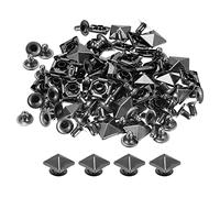 sourcing map Set di 100 rivetti a punta da 10 mm, a piramide, punk, quadrati, decorazione in pelle, per abbigliamento, cinture, borse, scarpe, colore nero canna di fucile