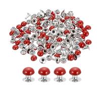 sourcing map Set di 100 rivetti in pelle, 6 mm, per borsette, borsette, borsette, a forma di fungo, rotondi, in metallo, con retro a vite, per artigianato in pelle, borse fai da te, rosso brillante
