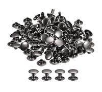 sourcing map Set di 100 rivetti per pelle, 12 x 10 mm, rivetti a doppia testa in metallo, per riparazioni fai da te, borse, cinture, borse, scarpe, colore nero canna di fucile