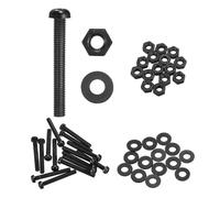 sourcing map Set di 15 viti a testa rotonda in nylon PA66, M6 x 45 mm, viti a testa tonda Phillips, dadi esagonali, rondelle piatte, viti metriche a filettatura completa, per montaggio fai da te, nero