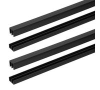 sourcing map Set di 2 binari per porte scorrevoli, adatti per pannelli di spessore 3,8 mm, in plastica, per finestre superiori e inferiori, per vetrine, armadi, porte e finestre (40 x 10 mm, nero)