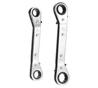 sourcing map Set di 2 chiavi di servizio HVAC 1/2 "x 9/16" 3/4" x 5/8" 25 gradi SAE doppia testa 16 denti valvola condizionatore d'aria reversibile chiave a cricchetto per riparazione di