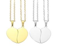 sourcing map Set di 2 collane con ciondolo a forma di cuore spezzato, in acciaio inox, con incisione "Best Friend Forever", regolabile, con due mezzi cuori (2,8 cm, argento/oro)