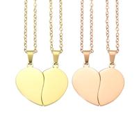 sourcing map Set di 2 collane con ciondolo a forma di cuore spezzato, in acciaio inox, con incisione "Best Friend Forever", regolabile, con due mezzi cuori (2,8 cm, oro/oro rosa)