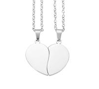 sourcing map Set di 2 collane con ciondolo a forma di cuore spezzato, in acciaio inox, con incisione "Best Friend Forever", collana regolabile abbinata con due mezzi cuori (2,8 cm, tonalità argento)