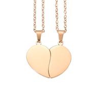 sourcing map Set di 2 collane con ciondolo a forma di cuore spezzato, in acciaio inox, con incisione "Best Friend Forever", collana regolabile abbinata con due mezzi cuori (2,8 cm, oro rosa)