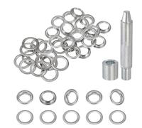 sourcing map Set di 20 occhielli in rame da 12 mm con rondelle e strumento di regolazione per tende, teloni, cinture in pelle, scarpe, borse, fai da te, argento