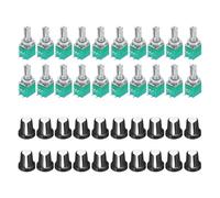 sourcing map Set di 20 potenziometri B100K Ohm con interruttore, resistori variabili a 5 pin, kit potenziometro rotativo a rotazione lineare singola con tappo a manopola per controllo del volume