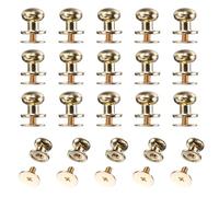 sourcing map Set di 20 viti a bottone a testa tonda da 10 mm, in lega di zinco, rivetti a bottone per pelle, fai da te, cintura, portafoglio, borse, riparazioni decorazioni, oro