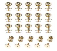 sourcing map Set di 20 viti a bottone a testa tonda da 12 mm, in lega di zinco, rivetti a bottone per pelle, fai da te, cintura, portafoglio, borse, riparazioni decorazioni, oro