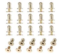 sourcing map Set di 20 viti a bottone a testa tonda da 4 mm, in lega di zinco, rivetti a bottone per pelle, fai da te, cintura, portafoglio, borse, riparazioni decorazioni, oro