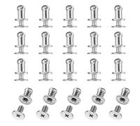 sourcing map Set di 20 viti a bottone a testa tonda da 4 mm, in lega di zinco, rivetti a bottone per pelle, fai da te, cintura, portafoglio, borse, riparazioni, decorazione, argento bianco