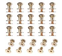 sourcing map Set di 20 viti a bottone a testa tonda da 7 mm, in lega di zinco, rivetti a bottone per pelle, fai da te, cintura, portafogli, borse, riparazioni decorazioni, colore: oro
