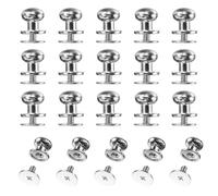 sourcing map Set di 20 viti a bottone a testa tonda da 9 mm, in lega di zinco, rivetti a bottone per pelle, fai da te, cintura, portafoglio, borse, riparazioni, decorazione, argento bianco
