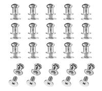 sourcing map Set di 20 viti a testa rotonda da 6 mm, in lega di zinco, rivetti a bottone per pelle, fai da te, cintura, portafoglio, borse, riparazioni, decorazione, argento bianco