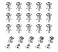 sourcing map Set di 20 viti a testa rotonda da 8 mm, in lega di zinco, rivetti a bottone per pelle, fai da te, cintura, portafoglio, borse, riparazioni, decorazione, argento bianco