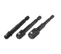 sourcing map Set di 3 adattatori per bussole a impatto da 1/4", 3/8", 1/2", attacco quadrato da 1/4", gambo esagonale da 6,6 a 7,6 cm, punte di estensione per punte di prolunga per trapano e dadi